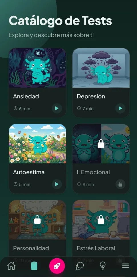 Catálogo de tests de autoevaluación de Abby Mind: ansiedad, depresión, autoestima y más