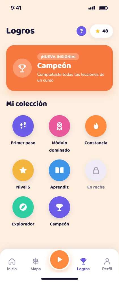 Pantalla Logros de la app Lumi